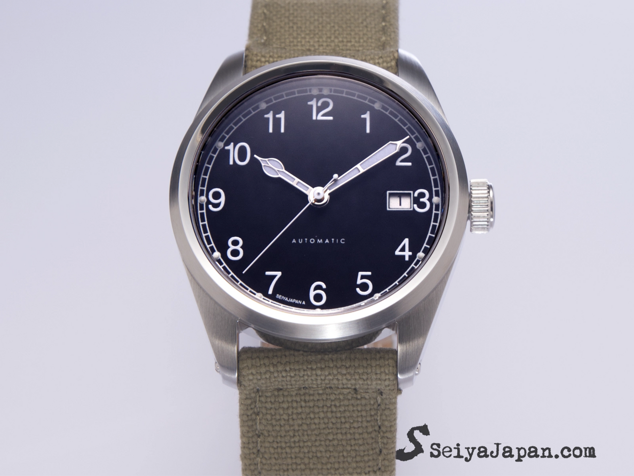 SeiyaJapan Miyota 9015 Automatic Watch - 38mm Black Dial Field Watch A type