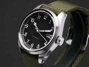 SeiyaJapan Miyota 9015 Automatic Watch - 38mm Black Dial Field Watch A type-side
