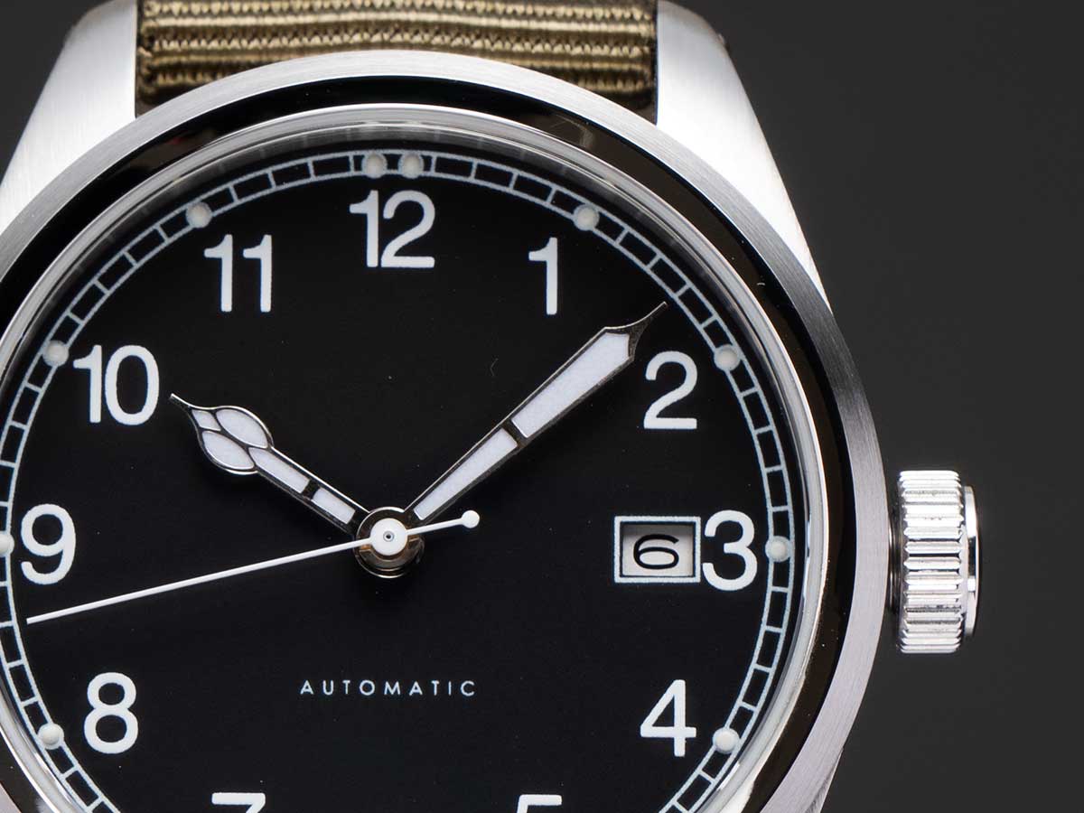 SeiyaJapan Miyota 9015 Automatic Watch - 38mm Black Dial Field Watch A type-dial up